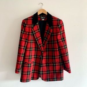Sag Harbor Petite Tartan Velvet Blazer - Size 10